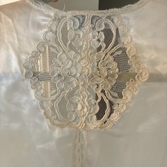Vintage Val Mode White Silky Lingerie Cape for Nightgown Lace Sheer Split Back