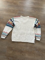 Vintage AJ Brandon Hand Embroidered Fair Isle Sweater M Ramie Cotton 90s