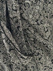 Vintage Liz Claiborne Robe Jacket Small Black White Paisley 90s Lounge Wear