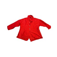Stunning Vintage Xiao A La Mode Bright Red Silk and Linen Tunic Asymmetrical L