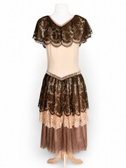 🎥 1920s Vintage Tiered Lace Dress Paramount Studios Silent Film Era 20s Actress