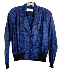 Vintage {JOSEPHINE} Blouse /Shirt/Top Sz. S Blue/Black Check