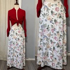 Vintage Lee David Maxi Button up Skirt Womens Sz M Floral Cottagecore 90s Fairy