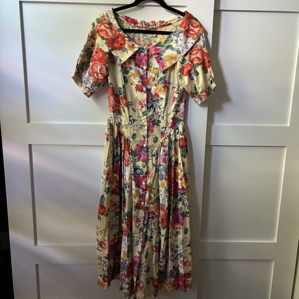 Vintage rene derhy, S, floral print women’s dress