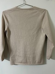 Vintage Ann Taylor Silk Blend V-Neck Button-up 3/4-Sleeve Cardigan, Tan XS