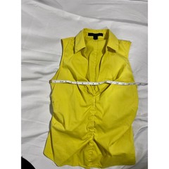Vintage Express Design Studio Yellow Ruched Sleeveless Y2K Top M