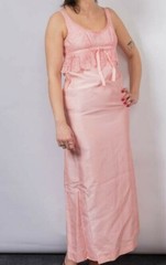 JEAN VARON pink column lace silk prom maxi dress VTG Size 12 Empire line 1960’s