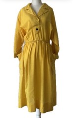 Vintage 60’s 70’s I.MAGNIN synthetic blend long sleeve dress in yellow sz 12