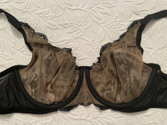 VTG Victoria Secret Bra 34D black floral lace underwired unlined 2001