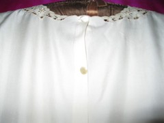 VINTAGE, CHINA SILK BLOUSE W/ ORNATE OPEN WORK/EMB., SZ. XS/S., CREAM COLORED