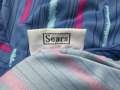 Vintage 1980s Blue and Fuchsia Polyester Knit Shirtdress “The Shirtdress” Sears