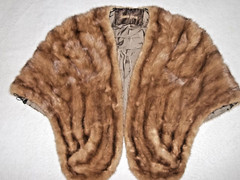 NEIMAN MARCUS MINK FUR STOLE WRAP SHAWL JACKET BROWN VINTAGE ORIGINAL LABEL