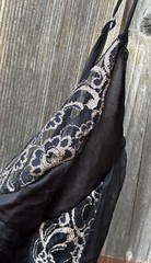 Y2K Vintage Midnight Hour Lingerie Teddy Black Beige Lace Deep v Neck Size L