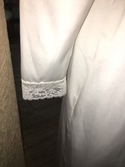 Vintage Intime of California LACE PINK RIBBON Night Gown WHITE SIZE P y1