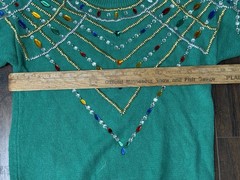 Vintage green sweater Victoria Harbour.1980s and 90s aesthetic, beadwork,jewels