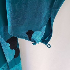 Vintage 80’s Silk Studio 100% Silk Dress Teal Blue & Black Size 8
