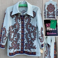 vintage Screen Prints by Rosenbaum hand silk screen print blouse polyester Mod