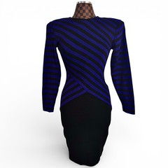 Moda Int’l Purple Black Striped Knit Dress Size Small Vtg 80s Retro Mod New Wave