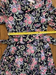 Vtg 80s Betsy’s Things Drop Waist Floral Femme Garden Cottagecore Midi Dress M/L