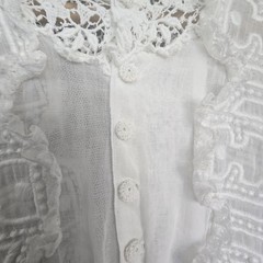 Antique 1900s 10s 20s Embroidered Cotton Lace Lawn Tea Under Dress XXS/XS READ