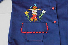 Vintage Shirt Wrap Skirt Set M/L 60s Mod Country Scarecrow Flower Pots OOAK