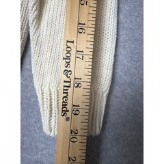 Vintage Chaus Cream Lace Collar Cardigan Sweater Womens Small Ramie Cotton Knit