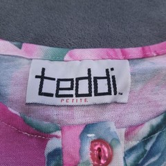 Vtg 90s Teddi Floral Blouse All Over Colorful USA Medium Shirt Flower Button