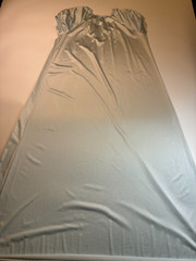 Vintage VANITY FAIR LONG NIGHTGOWN Small TALL Ice BLUE Shiny Nylon Peasant Femme
