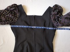 Vintage Long Black Modest Puff Half Sleeve Gown Sweetheart