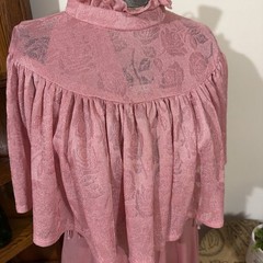 Vintage 70’s Prairie Style Pink Summer Maxi Dress SM/MED Formal/Evening Shawl