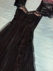 Vintage 1930s Black Twill Elegant Formal Evening Gown Size Small As Is