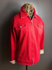 Vintage Needle & Thread Red Jacket With Burberry Plaid Design Size M