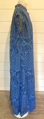 Vntg 1990s Hawaiian muumuu maxi dress peasant dress blue patchwork print XL B 48