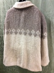Vintage Hilda Ltd Made In Iceland Virgin Wool Sweater Jacket Coat L tan ivory