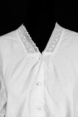 Plus Size Antique French Edwardian White Cotton Blouse 46″ Bust Exc Cond