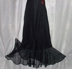 Sm.”Undercover Wear” long,nylon,12″ chiffon ruffle,vintage nightgown,negligee,80