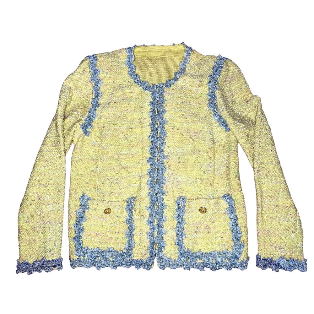 Vintage 1960’s Handmade Blazer Jacket Cardigan Pastel Tweed Jackie O Kennedy S/M