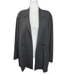 Vintage Escada Gray Virgin Wool Double-Breasted 80s 90s Power Blazer Eu 36 US 6