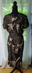 Vintage Coco Bianco Faux Wrap Dress Multicolor Abstract Floral Women’s 12