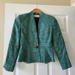 Vintage 80s green 2-piece blazer and skirt set Michelle Stuart Size 2 Petite