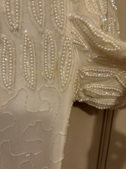 Vintage Lawrence Kazar NY 100% Silk Ivory Chic Bead/Sequin Wiggle Dress~10~EXC