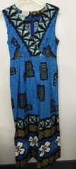 Penneys Hawaii Vintage Maxi Dress Blue Tropical Tiki Print Sleeveless S Resort