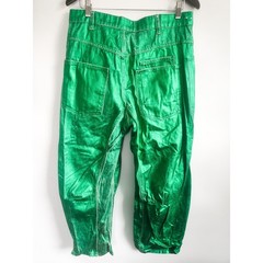 New We The Free Jeans Barrel Moxie 34×26 Metallic Green Low Slung Horseshoe NWOT