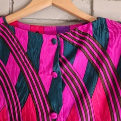 Anne Crimmins UMI Collections Silk 2 Pc Dress Set 80s Pink Purple Geometric 10