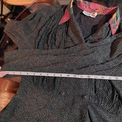 Vintage green and black leap pattern with a orange patterned collar button top.