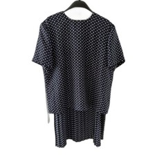 Kasper for A.S.L. Navy White Print Top & Pleated Skirt Set Size 16