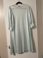 Vintage Lorraine Light Aqua Flowing Silky Anthron Nylon Nightgown Lace Small