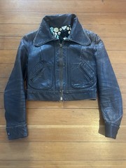 Vintage 60s 70s Emilio Pucci Leather Moto Jacket Wide Collar Cropped