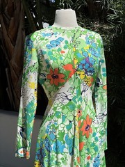 vintage psychedelic maxi dress 1970s Floral Long Sleeve Dress M