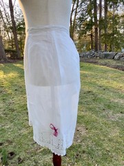 Antique Edwardian Cotton Bloomers c.1905–1915 | Filet Lace Ribbon Hem | L